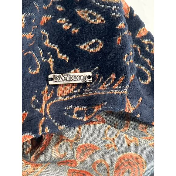 Billabong Black and Copper Semi-Sheer Burnout Velvet Open Cardigan Size M Boho - Picture 9 of 10